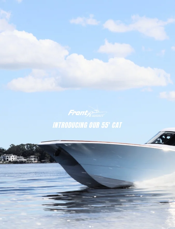 Front Runner 55 Catamaran running aerial